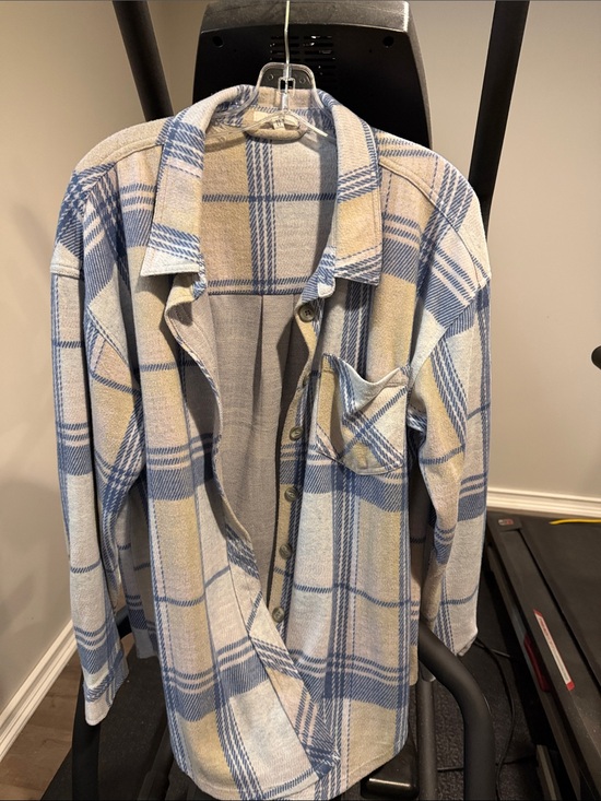 Maurices Jackets & Blazers - Maurices Blue and Cream Plaid Utility Shirt Jacket